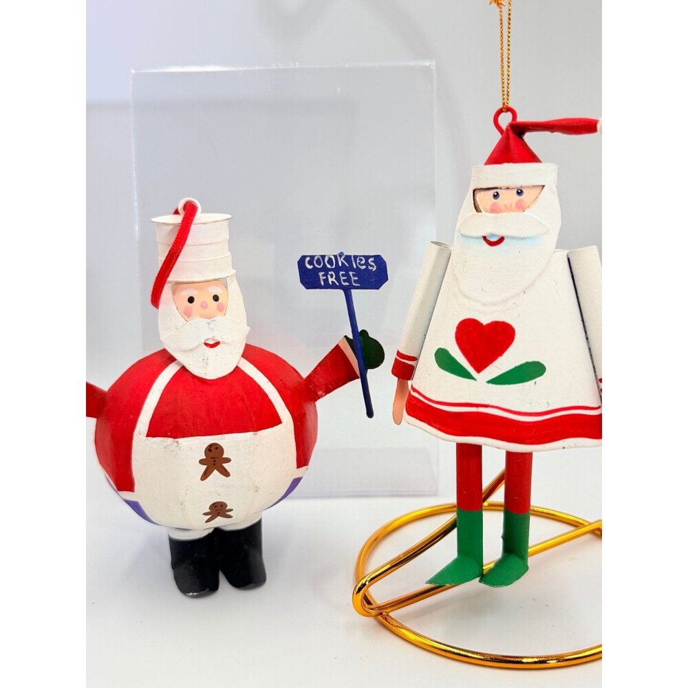 Dansk Santa Claus Christmas Ornament Lot Chef Cookies Free & Classic Heart Wood - Picture 2 of 16